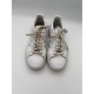 Women’s Adidas Size 7.5 White Tennis Shoes w/ Holographic Accents